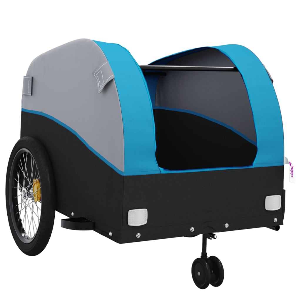 vidaXL Przyczepka rowerowa, czarno-niebieska, 45 kg, żelazo