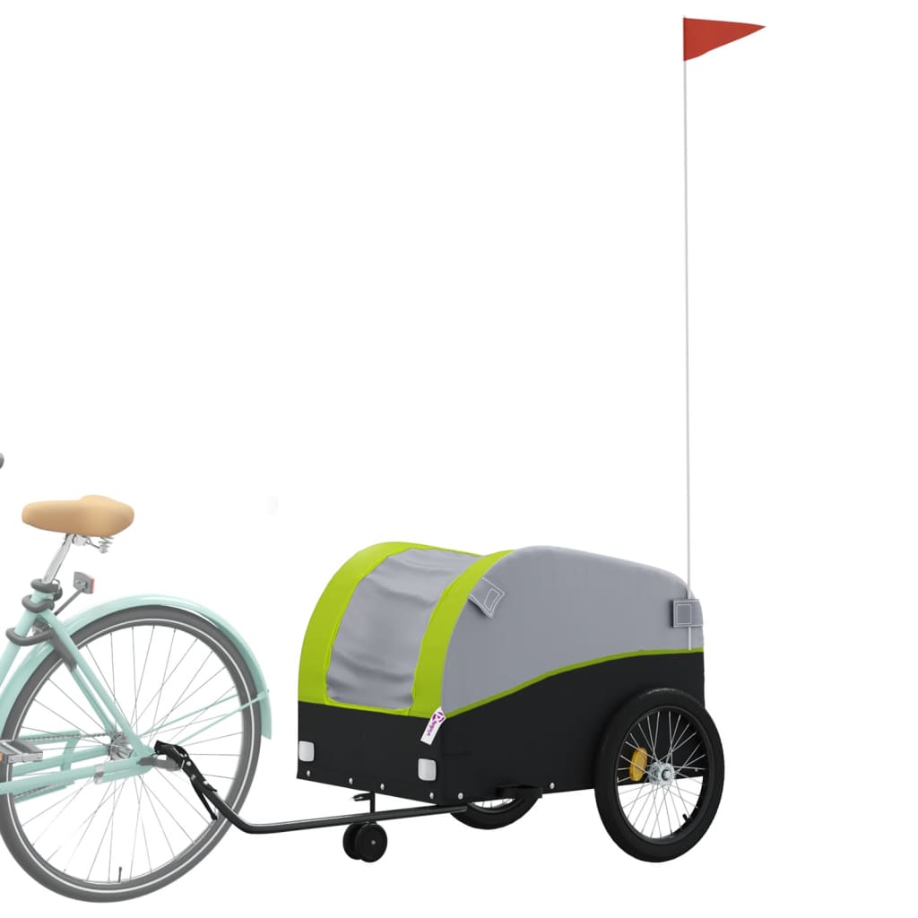 vidaXL Przyczepka rowerowa, czarno-zielona, 45 kg, żelazo