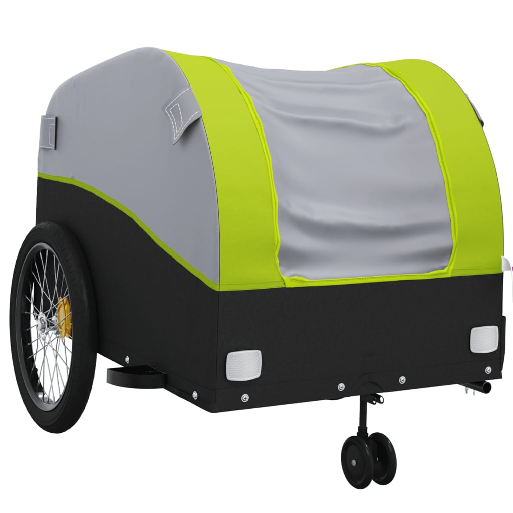 vidaXL Przyczepka rowerowa, czarno-zielona, 45 kg, żelazo