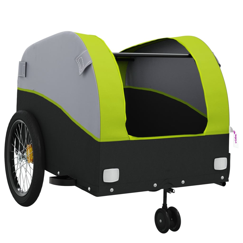vidaXL Przyczepka rowerowa, czarno-zielona, 45 kg, żelazo
