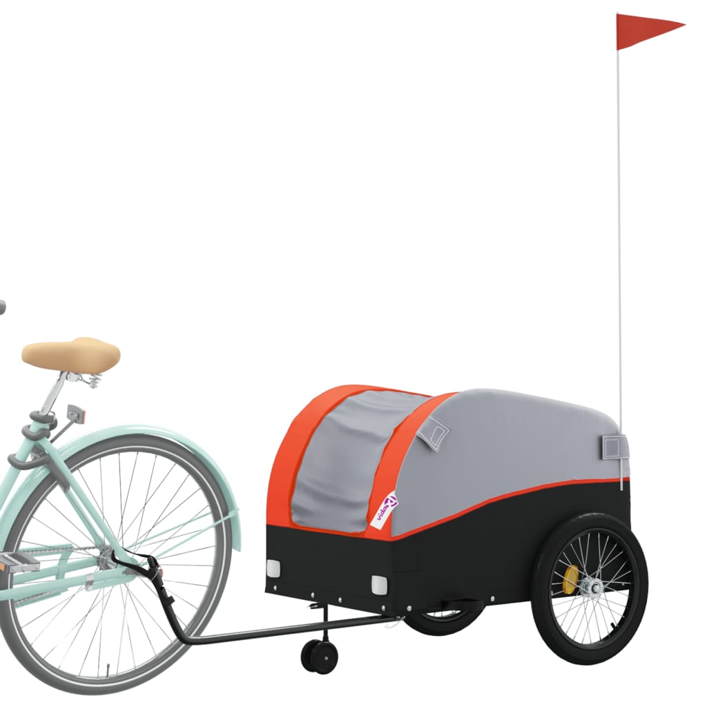 vidaXL Przyczepka rowerowa, czarno-pomarańczowa, 45 kg, żelazo