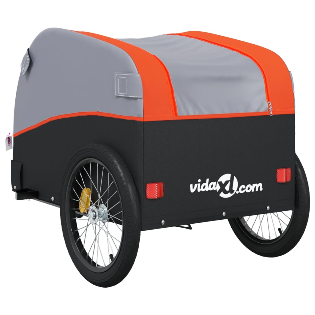 vidaXL Przyczepka rowerowa, czarno-pomarańczowa, 45 kg, żelazo