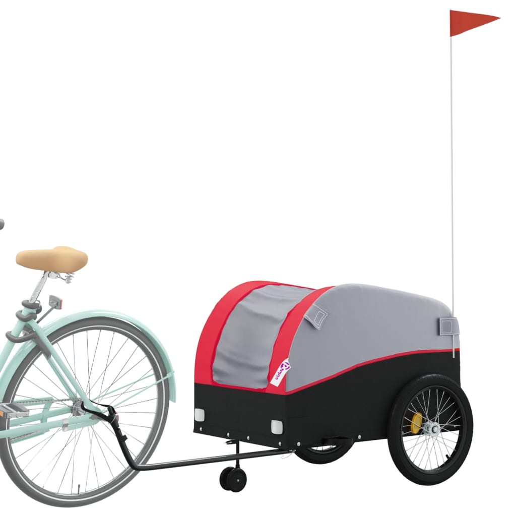 vidaXL Przyczepka rowerowa, czarno-czerwona, 45 kg, żelazo