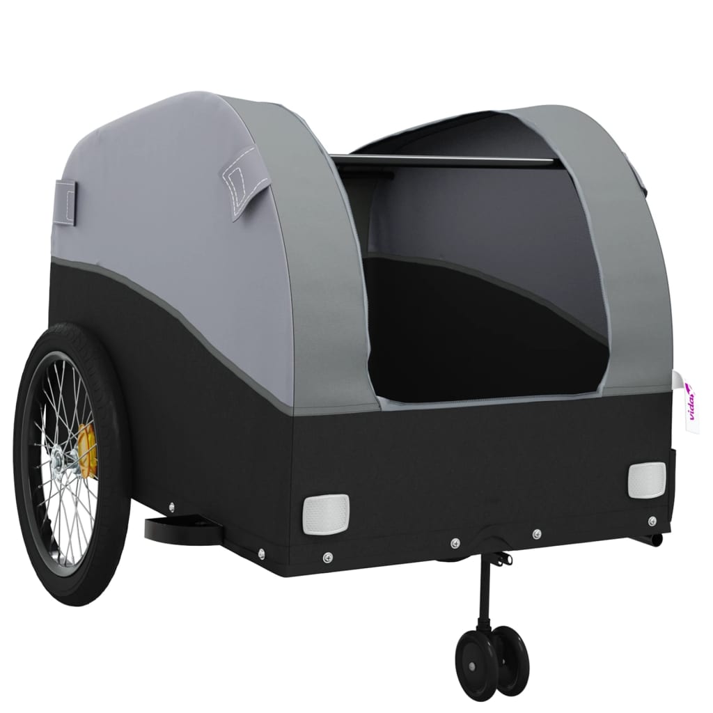 vidaXL Przyczepka rowerowa, czarno-szara, 45 kg, żelazo