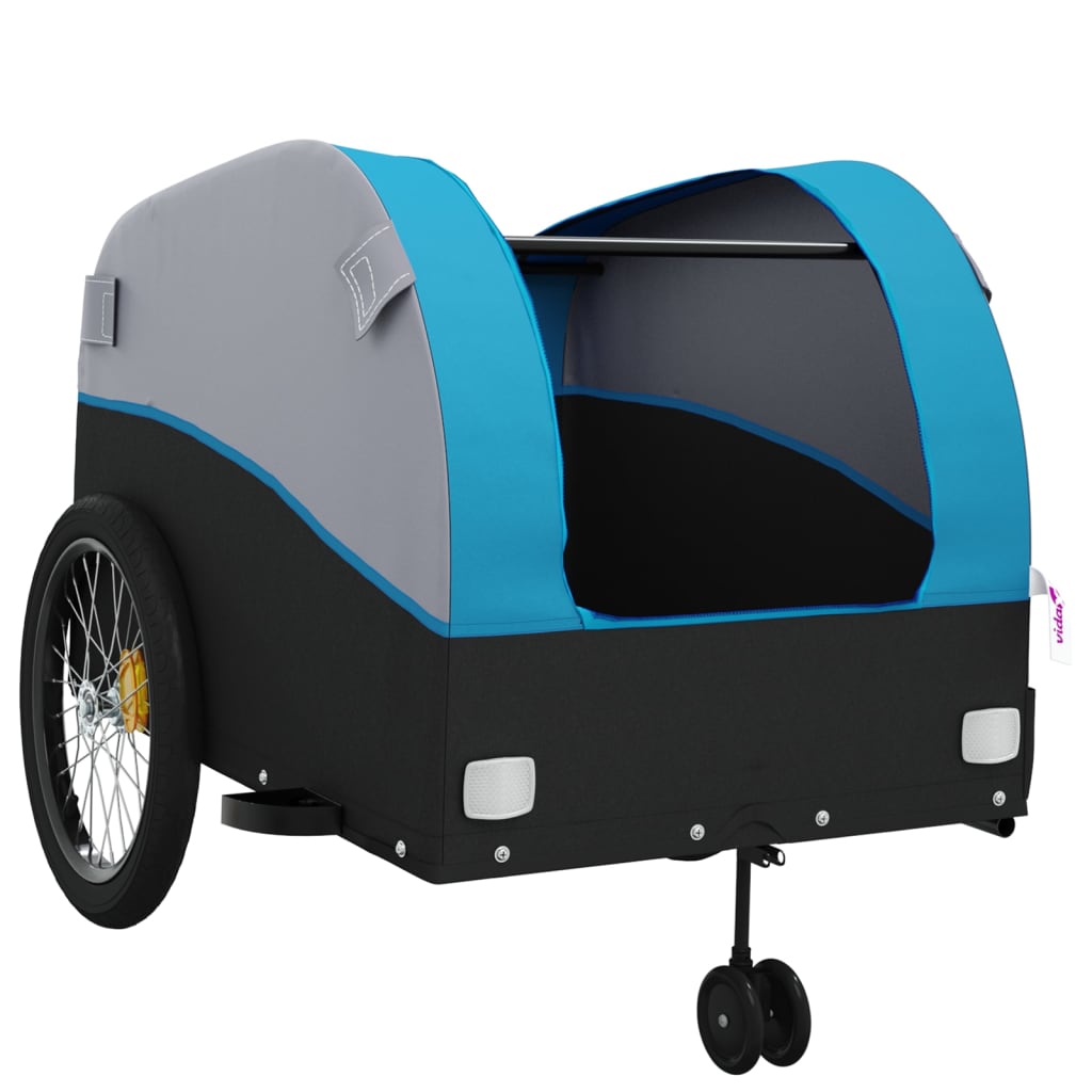 vidaXL Przyczepka rowerowa, czarno-niebieska, 45 kg, żelazo