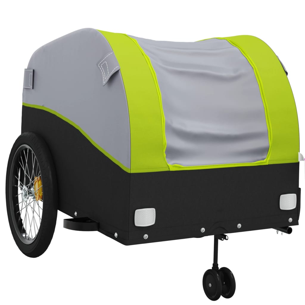 vidaXL Przyczepka rowerowa, czarno-zielona, 45 kg, żelazo
