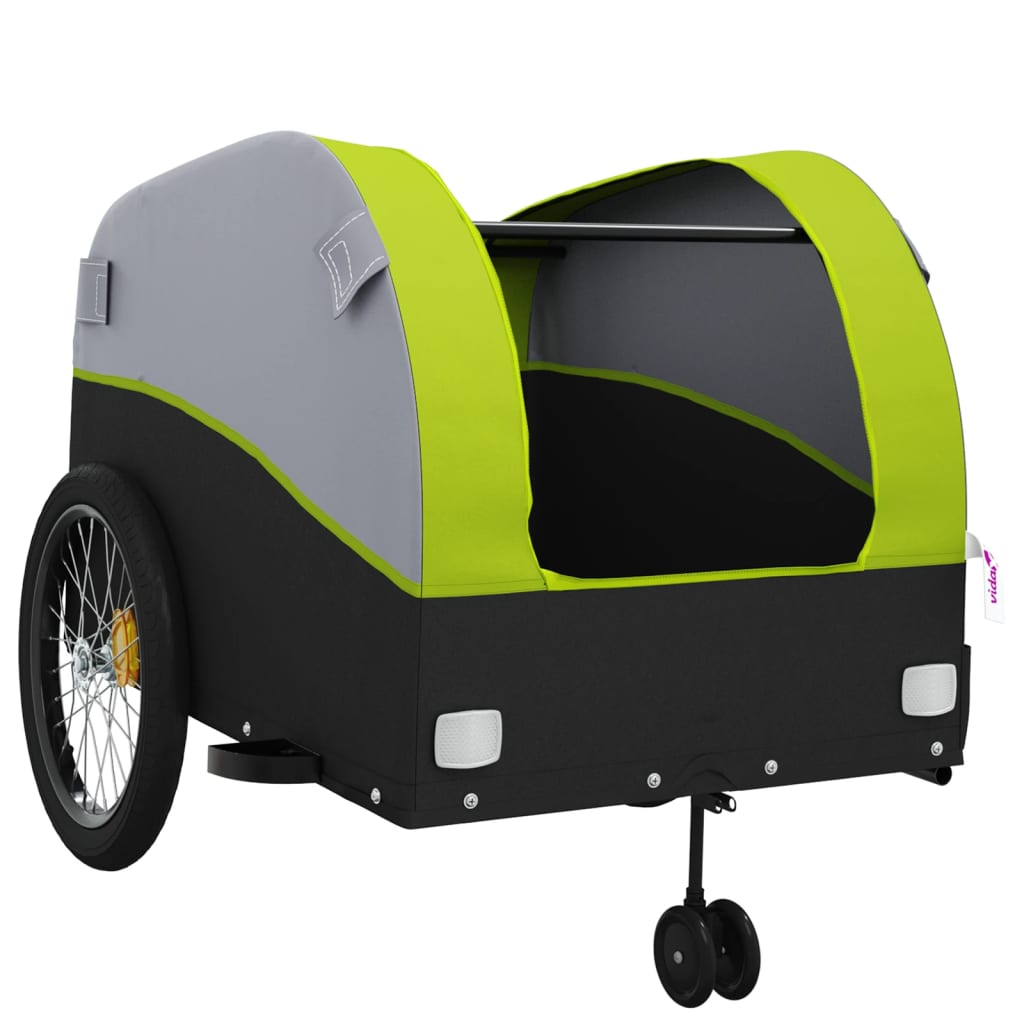 vidaXL Przyczepka rowerowa, czarno-zielona, 45 kg, żelazo