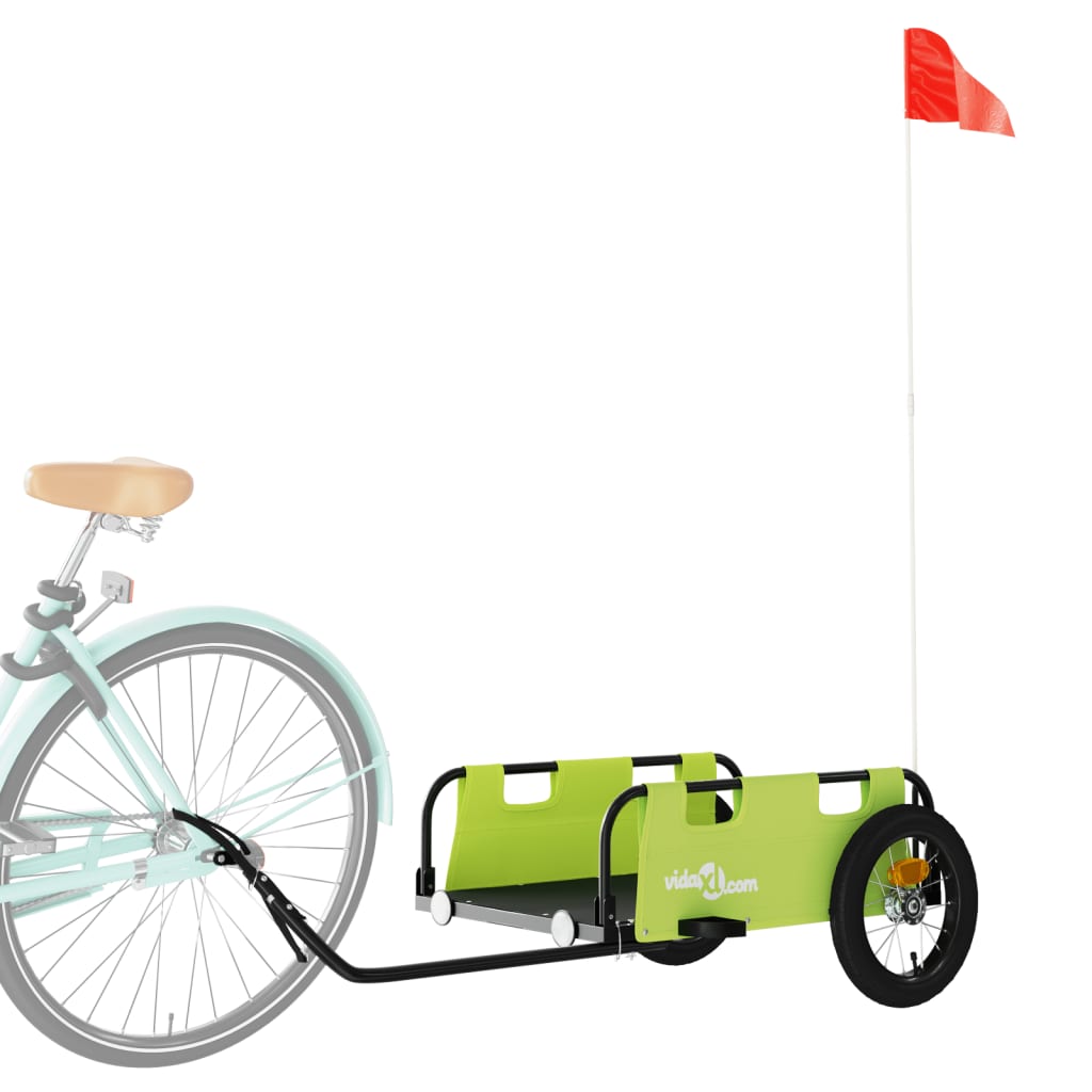 vidaXL Przyczepka rowerowa, zielona, tkanina Oxford i żelazo