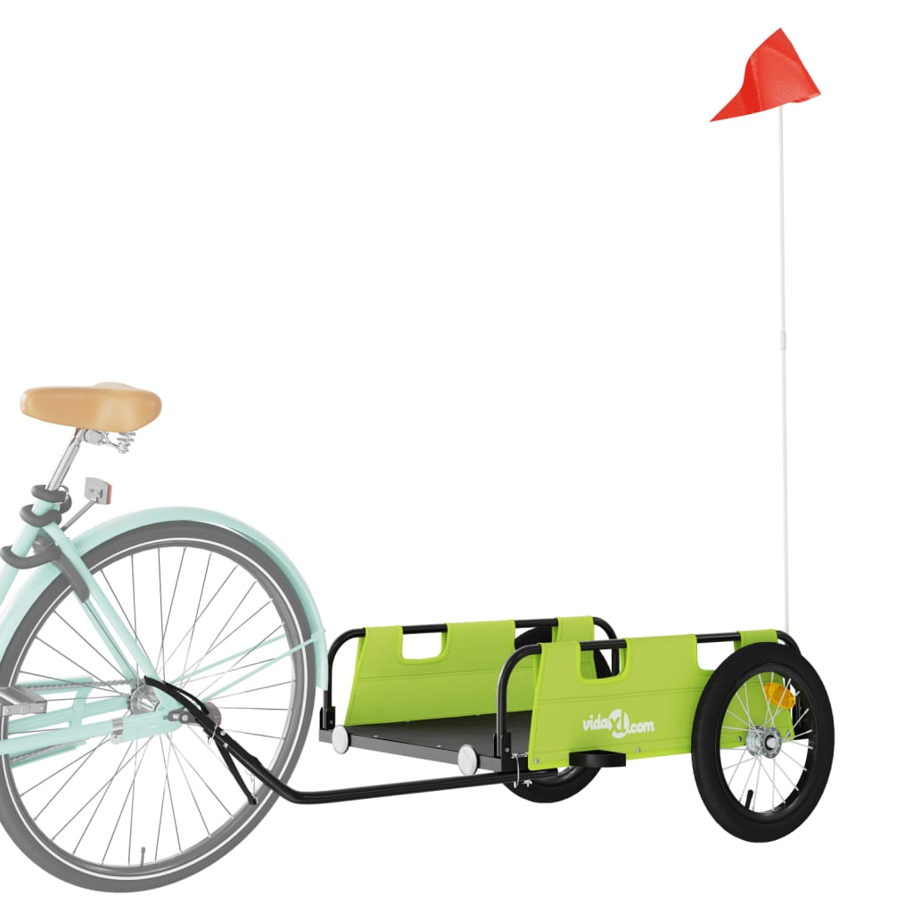 vidaXL Przyczepka rowerowa, zielona, tkanina Oxford i żelazo
