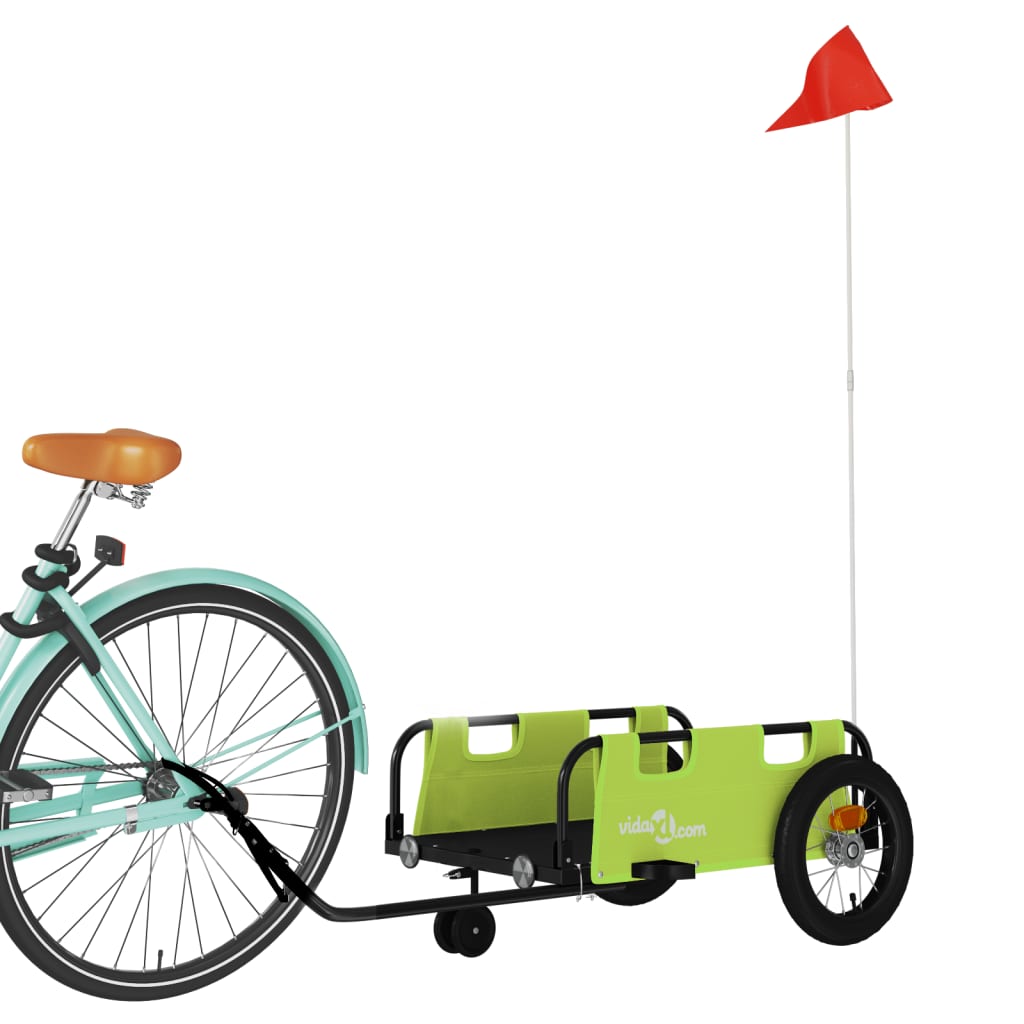 vidaXL Przyczepka rowerowa, zielona, tkanina Oxford i żelazo