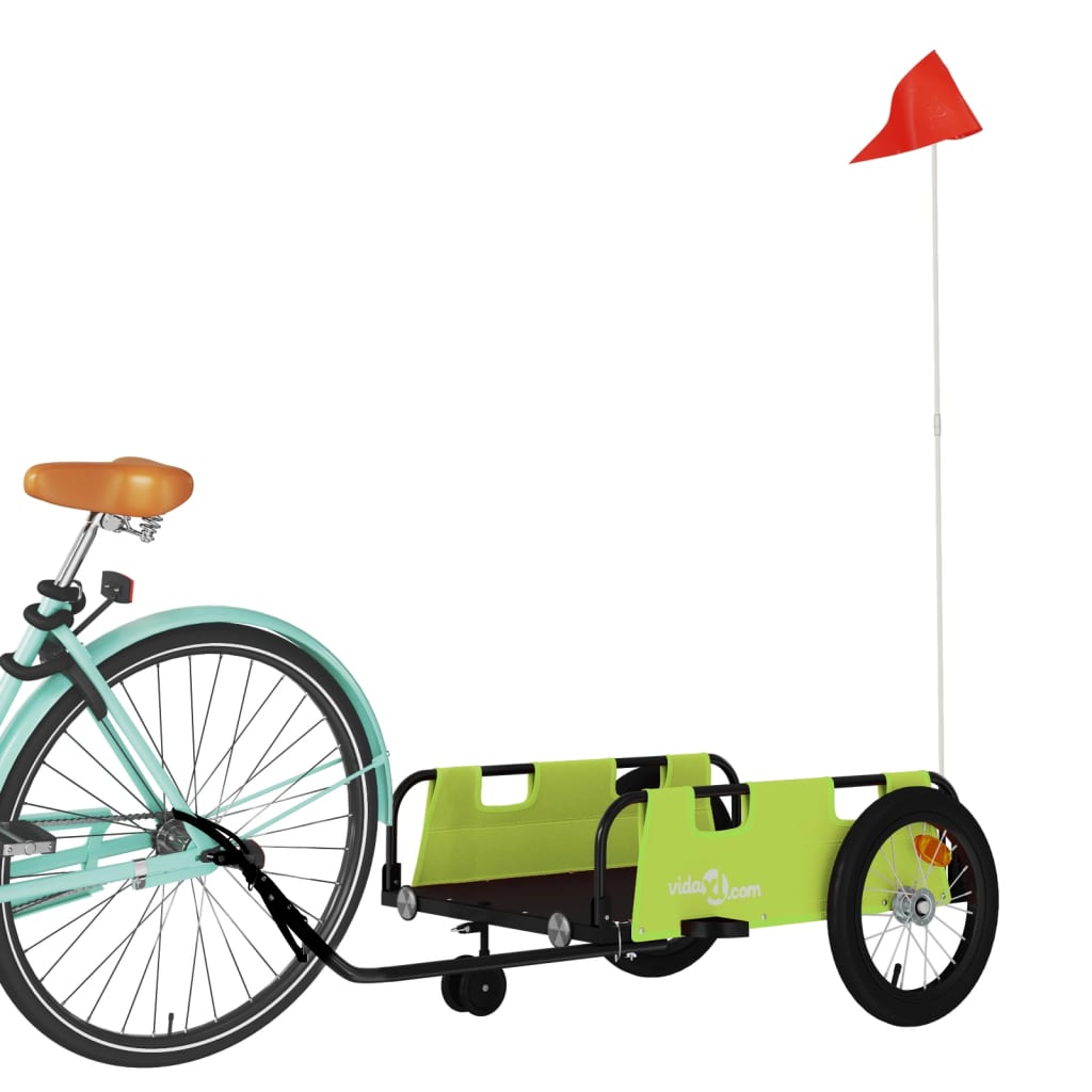 vidaXL Przyczepka rowerowa, zielona, tkanina Oxford i żelazo