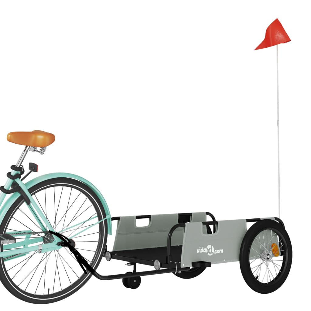 vidaXL Przyczepka rowerowa, szaro-czarna, tkanina Oxford i żelazo