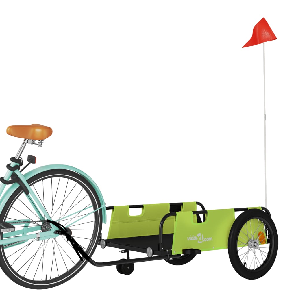 vidaXL Przyczepka rowerowa, zielono-czarna, tkanina Oxford i żelazo