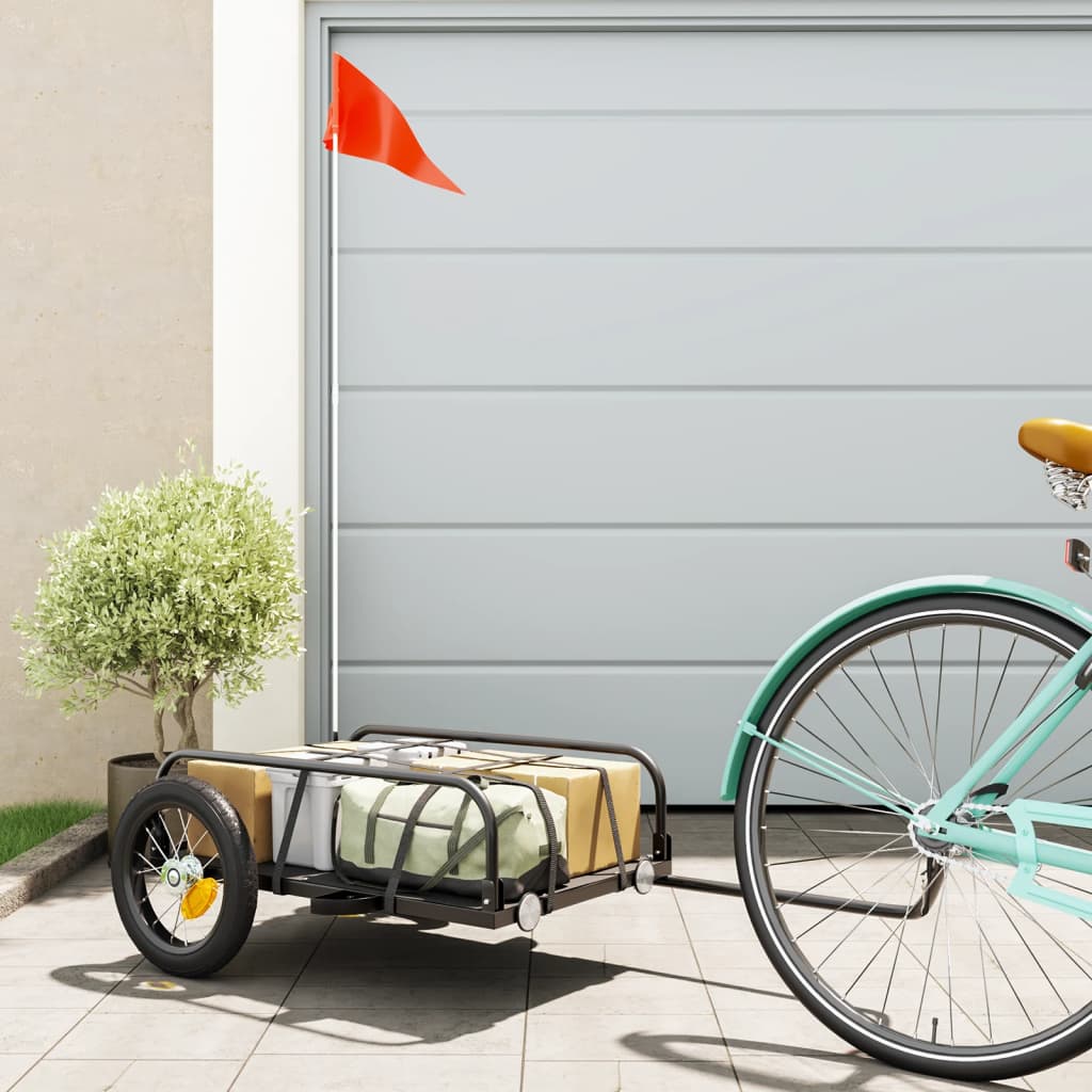 vidaXL Przyczepka rowerowa, czarna, 122x53x31 cm, żelazna