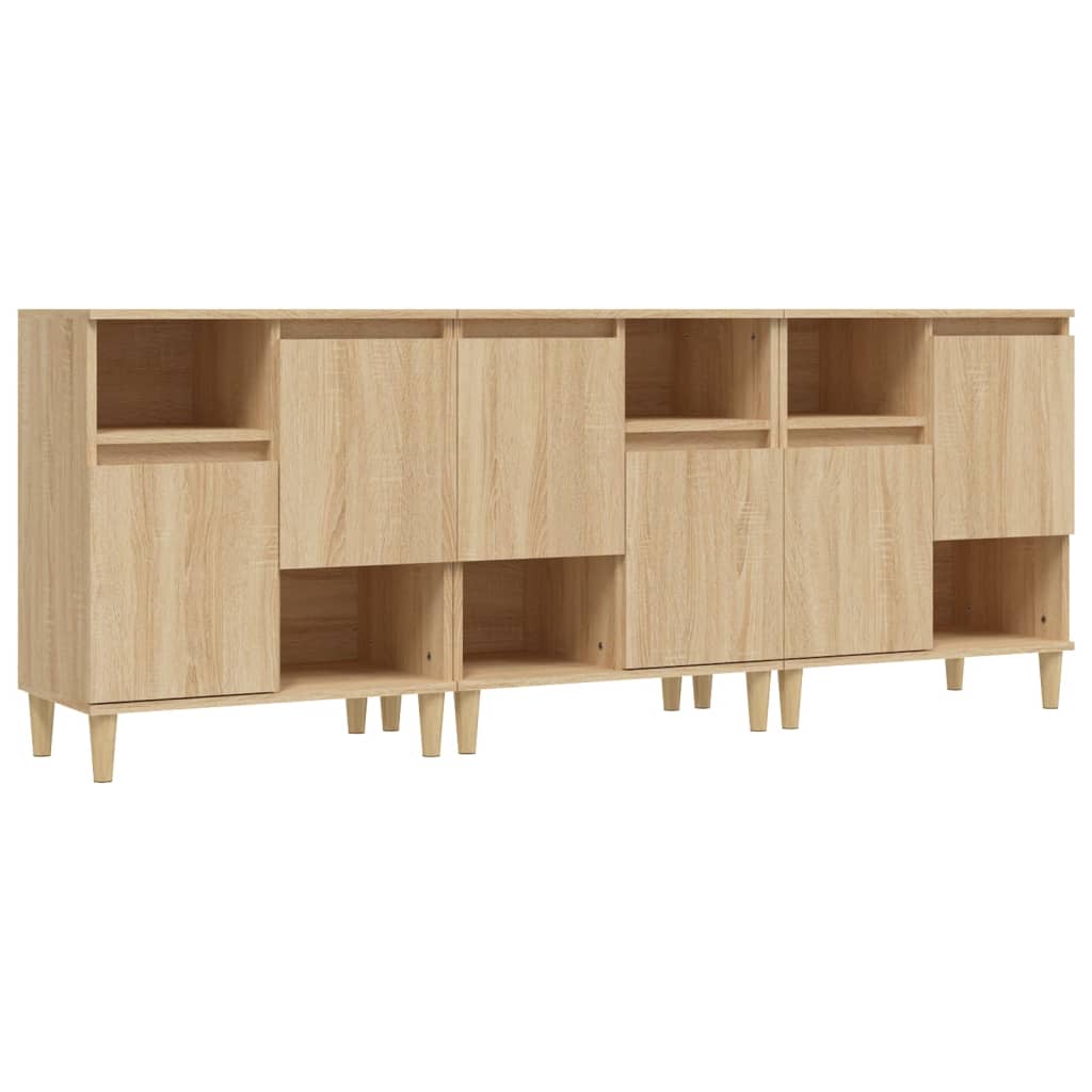 vidaXL Komody, 3 szt, dąb sonoma, 60x35x70 cm, materiał drewnopochodny