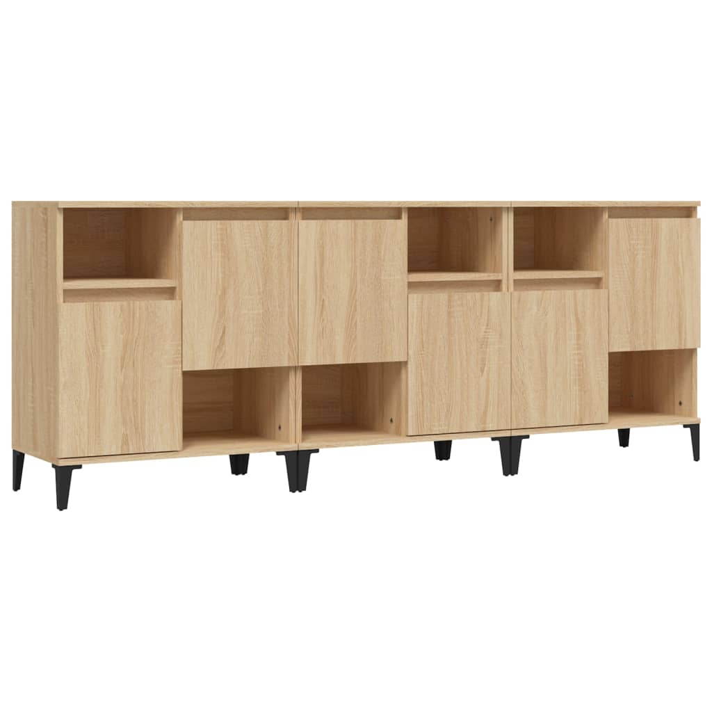 vidaXL Komody, 3 szt, dąb sonoma, 60x35x70 cm, materiał drewnopochodny