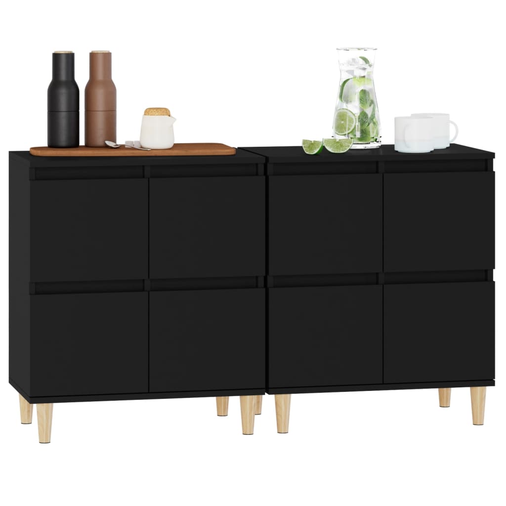 vidaXL Komody, 2 szt., czarne, 60x35x70 cm, materiał drewnopochodny