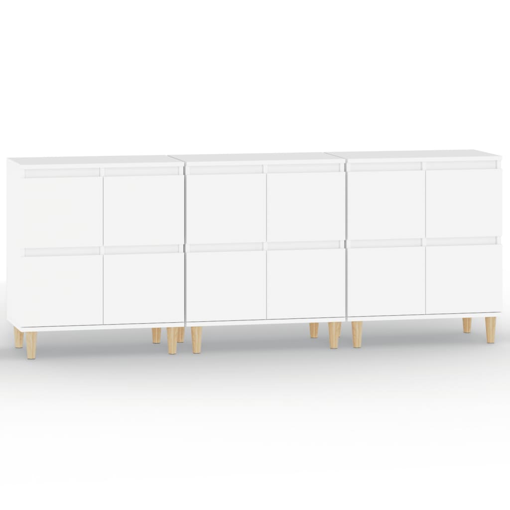 vidaXL Komody, 3 szt., białe, 60x35x70 cm, materiał drewnopochodny
