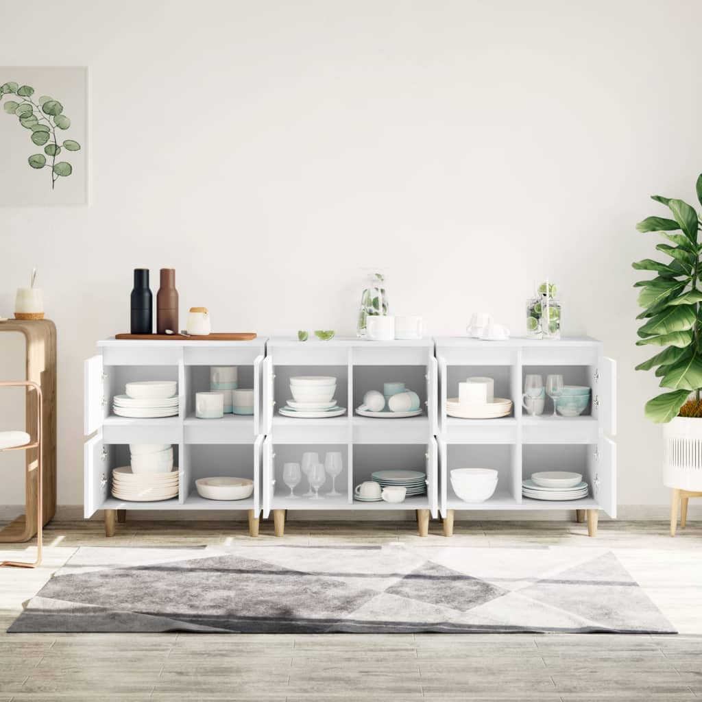 vidaXL Komody, 3 szt., białe, 60x35x70 cm, materiał drewnopochodny