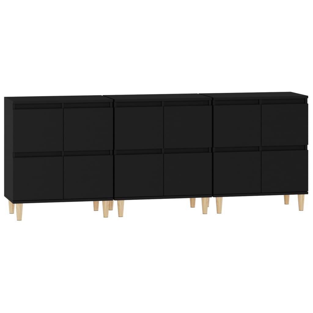 vidaXL Komody, 3 szt., czarne, 60x35x70 cm, materiał drewnopochodny