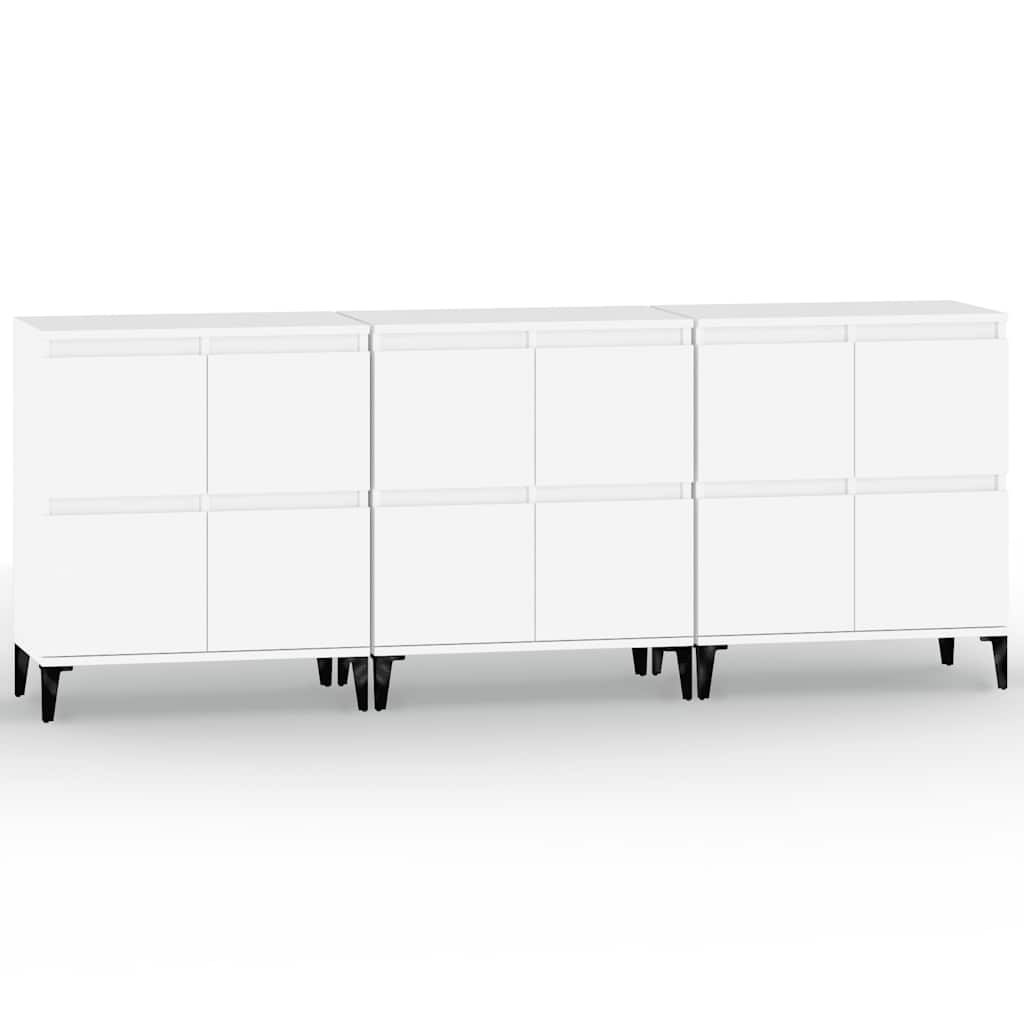 vidaXL Komody, 3 szt., białe, 60x35x70 cm, materiał drewnopochodny