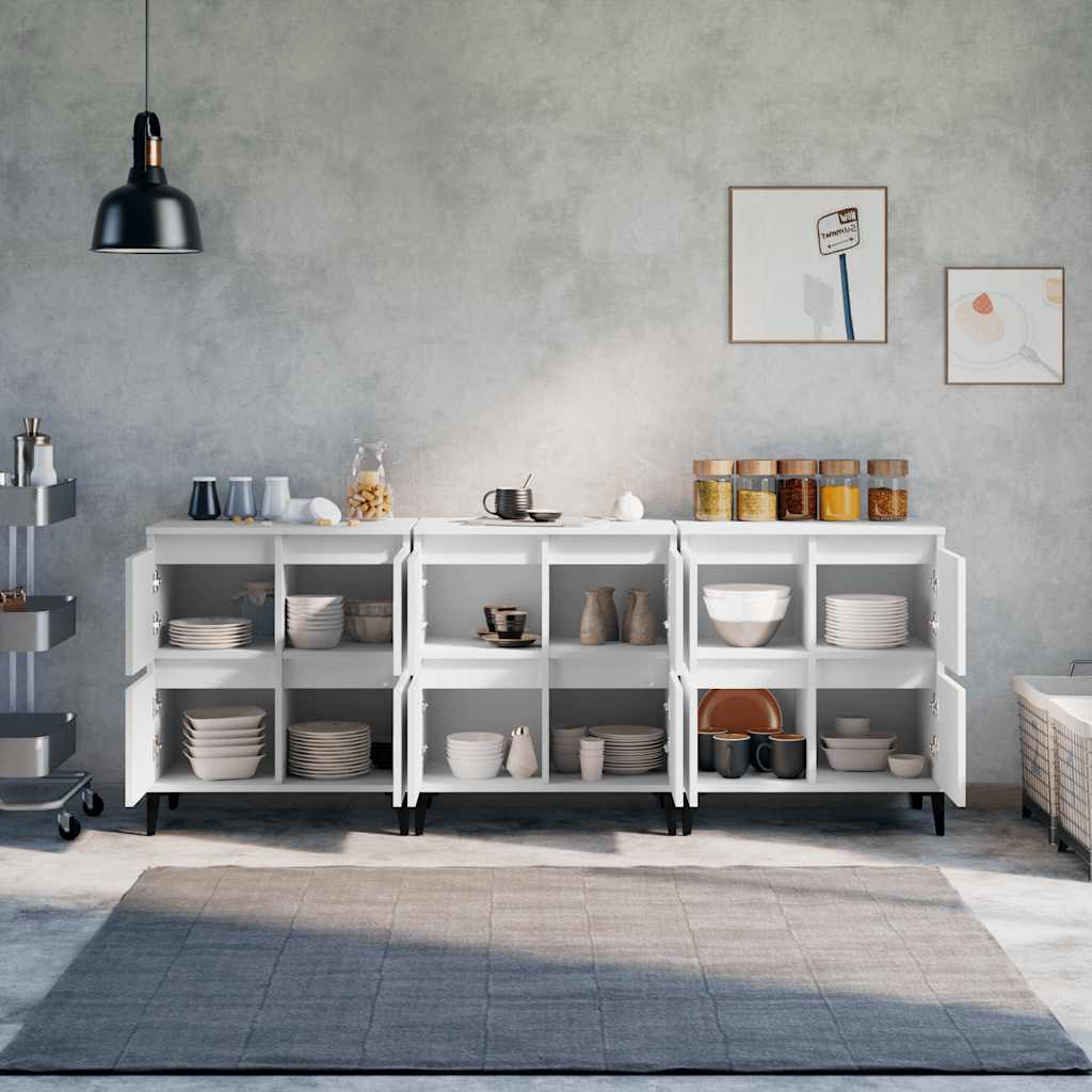 vidaXL Komody, 3 szt., białe, 60x35x70 cm, materiał drewnopochodny