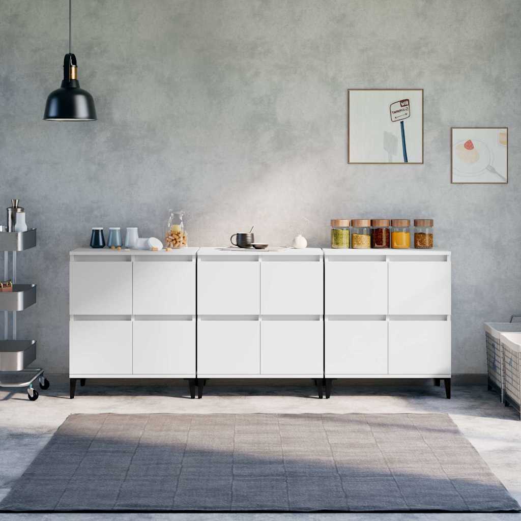 vidaXL Komody, 3 szt., białe, 60x35x70 cm, materiał drewnopochodny