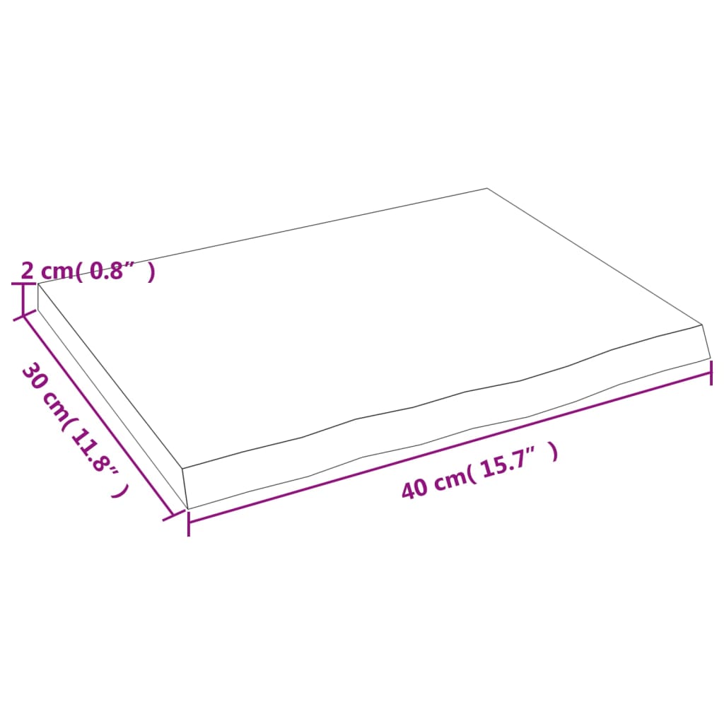 vidaXL Blat do łazienki, 40x30x2 cm, surowe, lite drewno