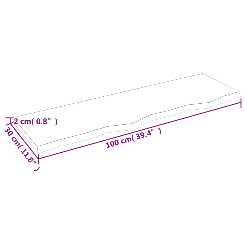 vidaXL Blat do łazienki, 100x30x2 cm, surowe lite drewno