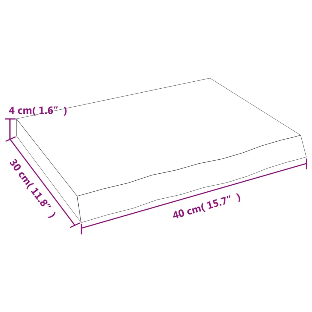 vidaXL Blat do łazienki, jasnobrązowy, 40x30x(2-4) cm, lite drewno