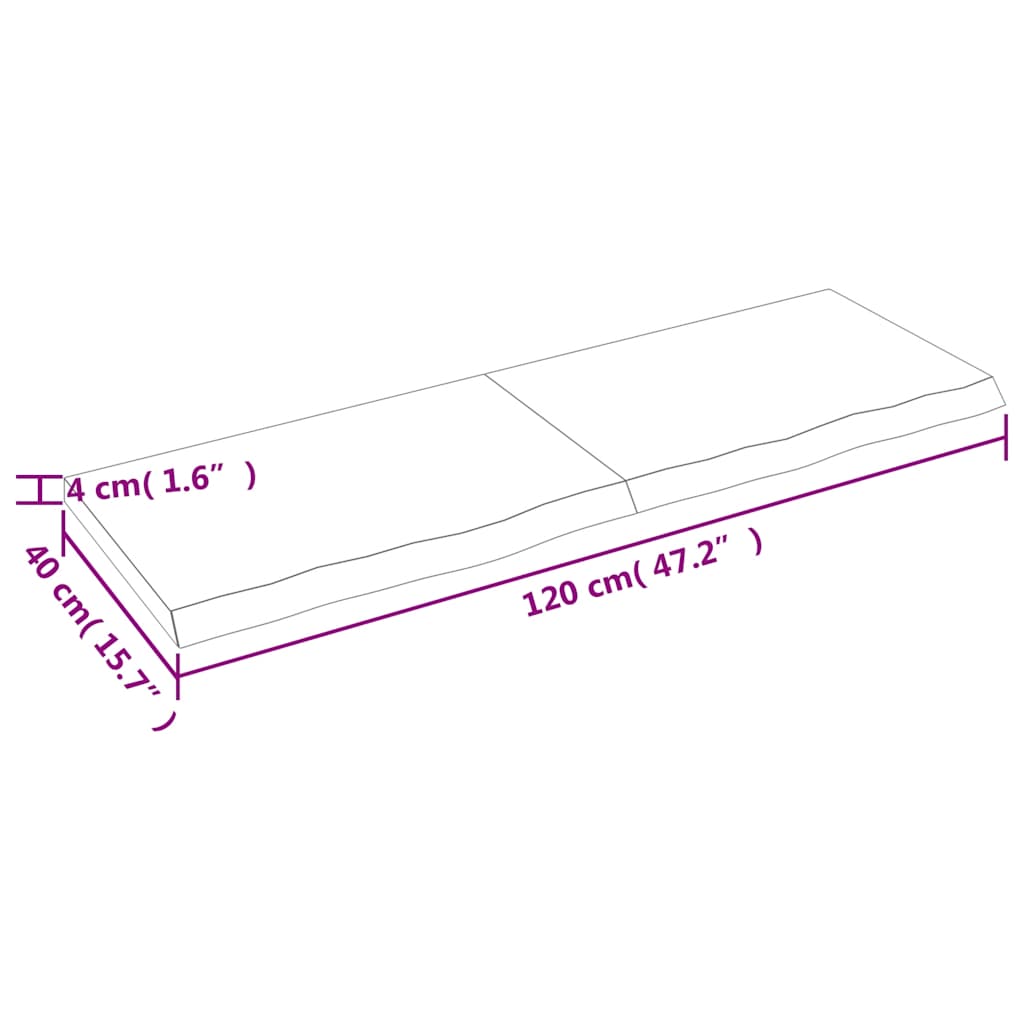 vidaXL Blat do łazienki, jasnobrązowy, 120x40x(2-4) cm, lite drewno