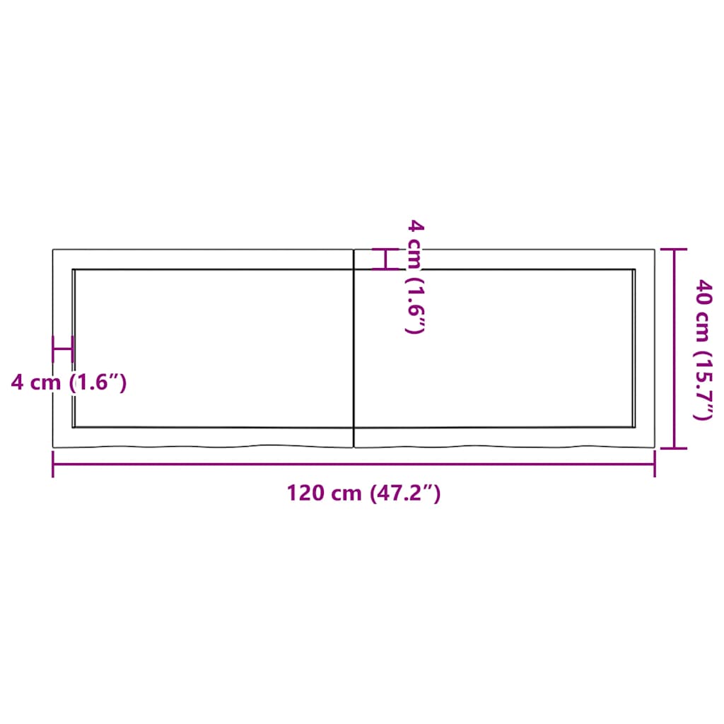 vidaXL Blat do łazienki, jasnobrązowy, 120x40x(2-4) cm, lite drewno