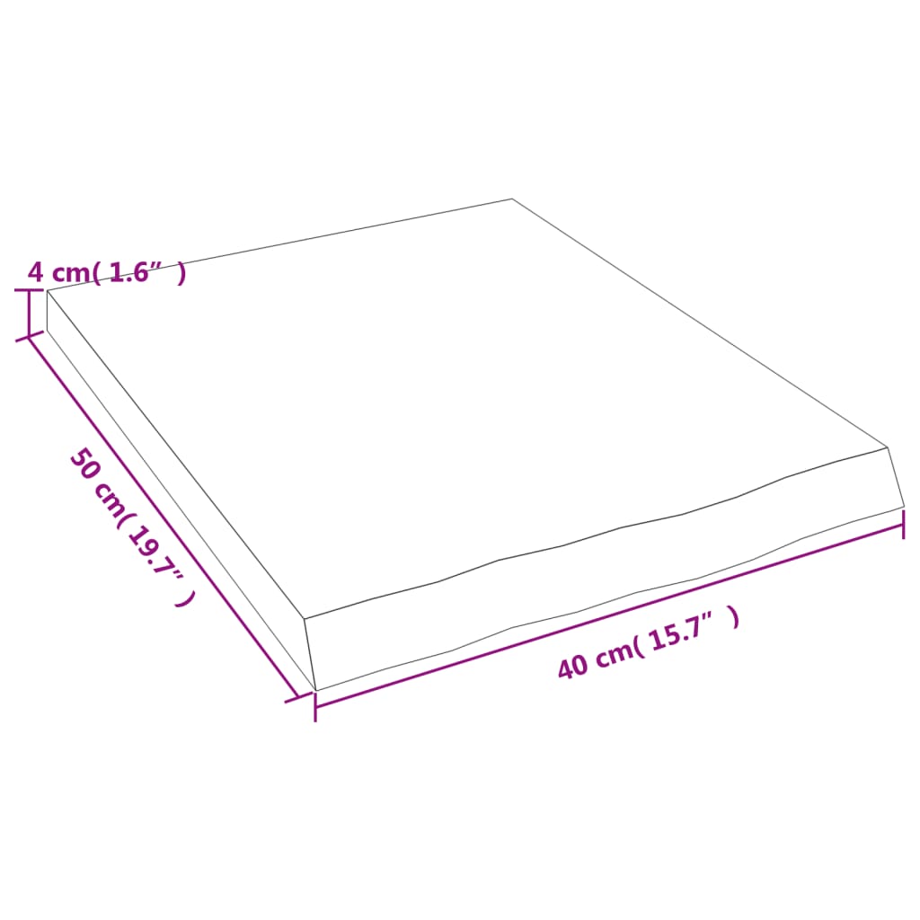 vidaXL Blat do łazienki, ciemnobrązowy, 40x50x(2-4) cm, lite drewno