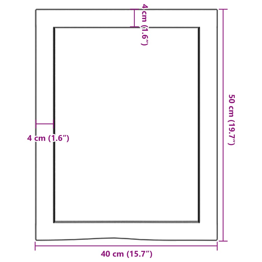 vidaXL Blat do łazienki, ciemnobrązowy, 40x50x(2-4) cm, lite drewno