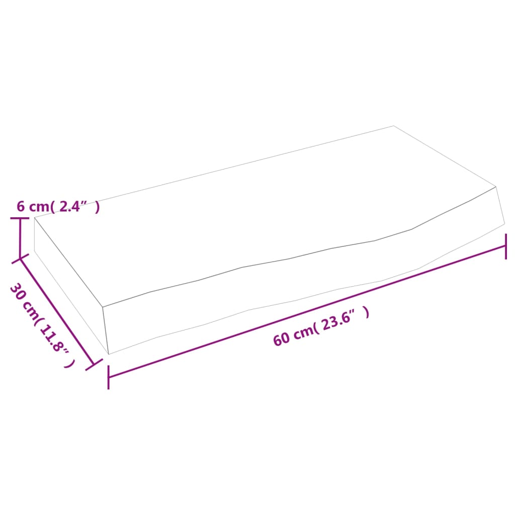 vidaXL Blat do łazienki, ciemnobrązowy, 60x30x(2-6) cm, lite drewno