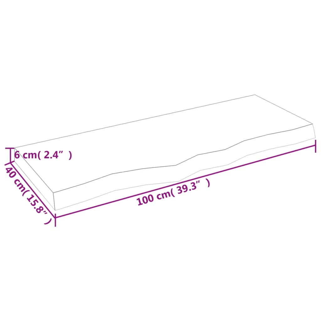 vidaXL Blat stołu, 100x40x(2-6) cm, surowe lite drewno dębowe