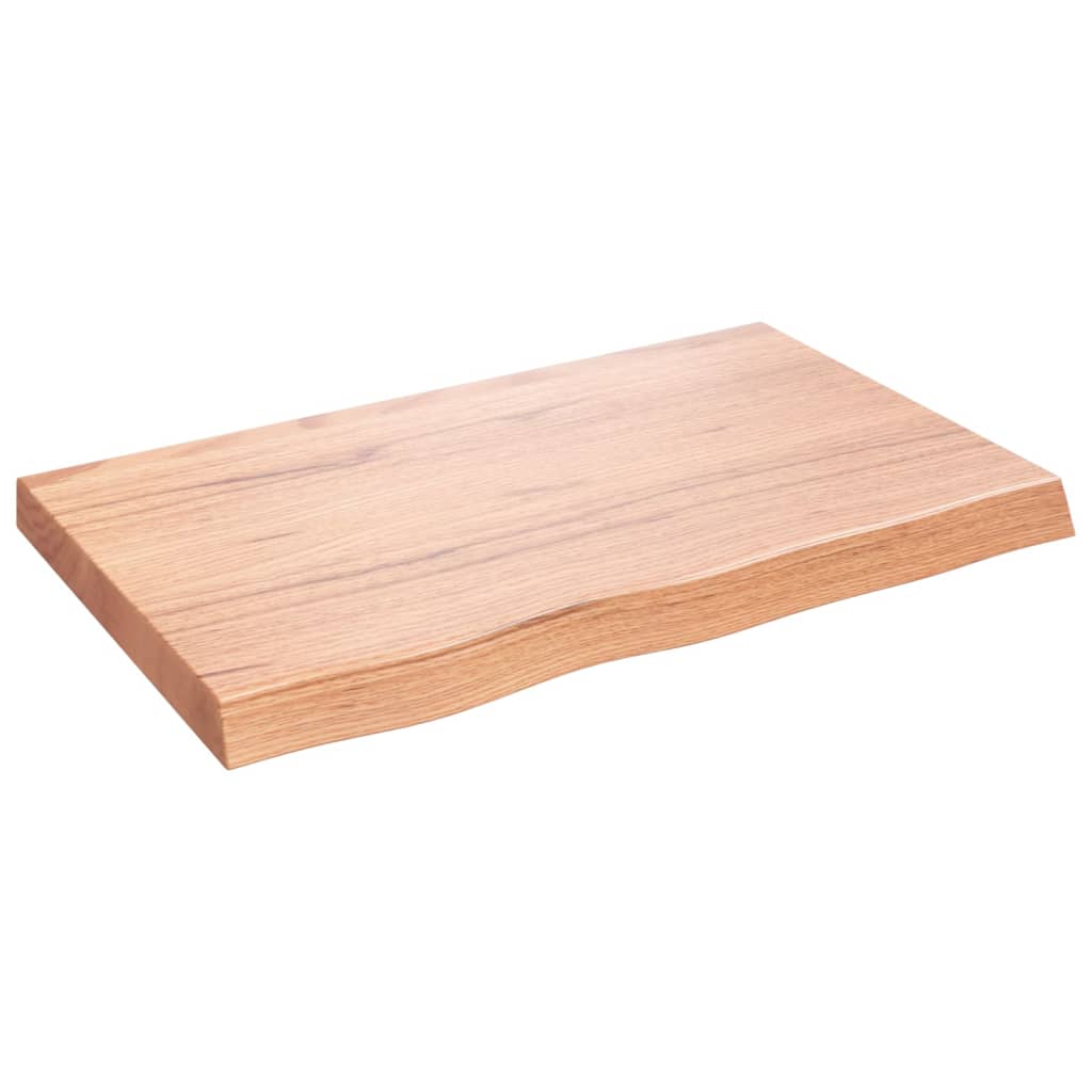 vidaXL Blat do stołu, jasnobrązowy, 80x50x(2-6)cm, lite drewno dębowe