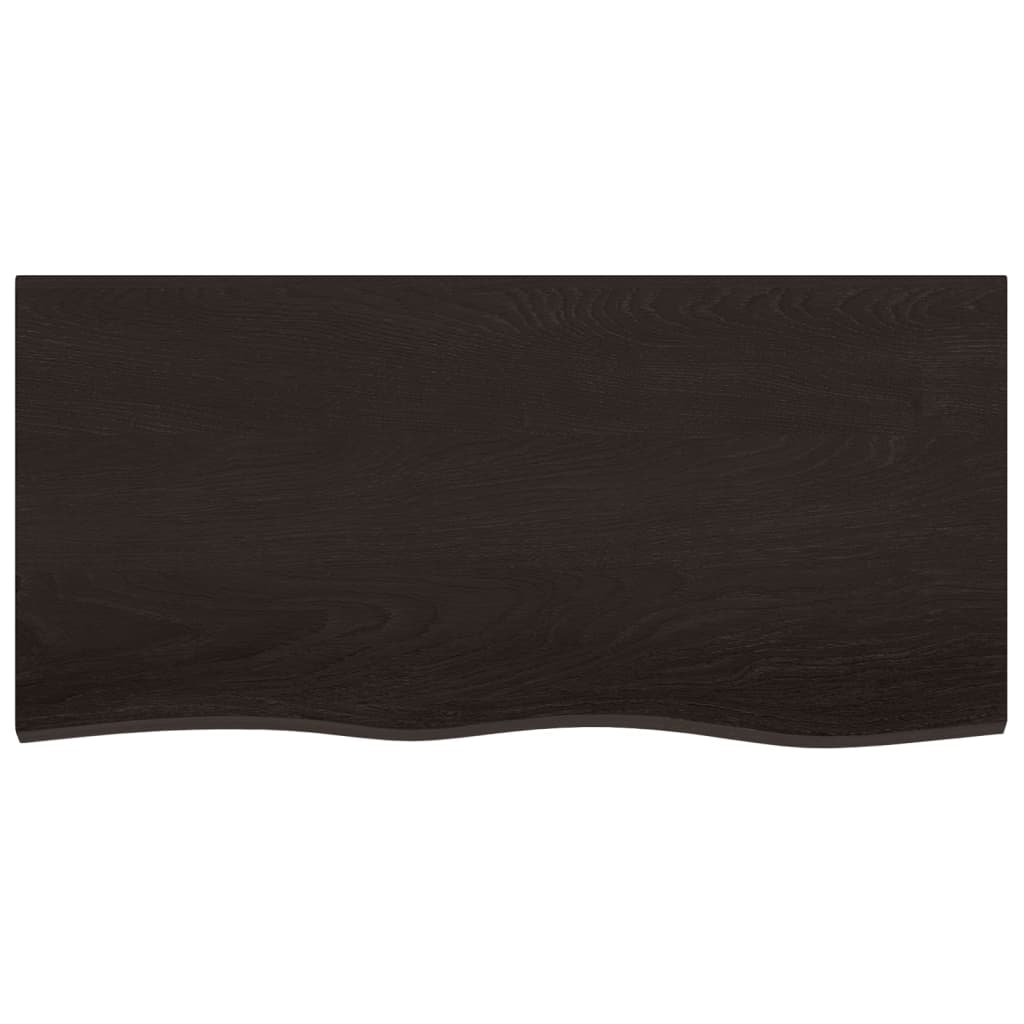 vidaXL Blat stołu, ciemnobrązowy, 100x50x2 cm, lite drewno dębowe
