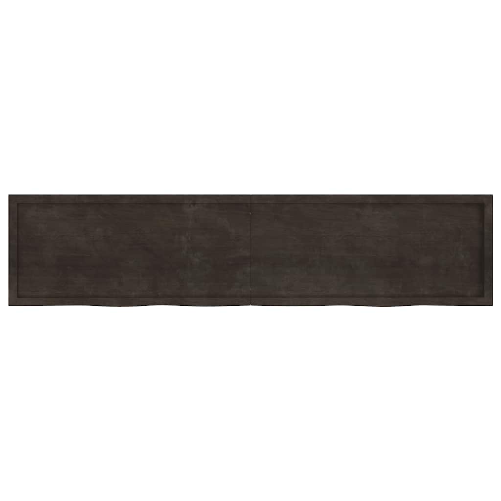vidaXL Blat stołu, ciemnobrązowy, 220x50x(2-4) cm, lite drewno dębowe
