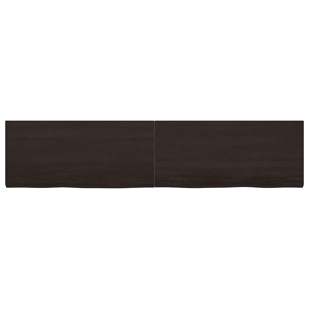 vidaXL Blat stołu, ciemnobrązowy, 220x50x(2-4) cm, lite drewno dębowe