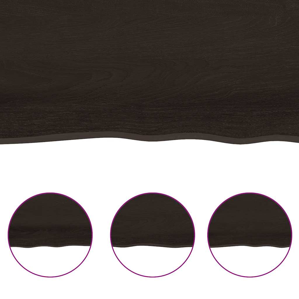 vidaXL Blat stołu, ciemnobrązowy, 220x50x(2-4) cm, lite drewno dębowe
