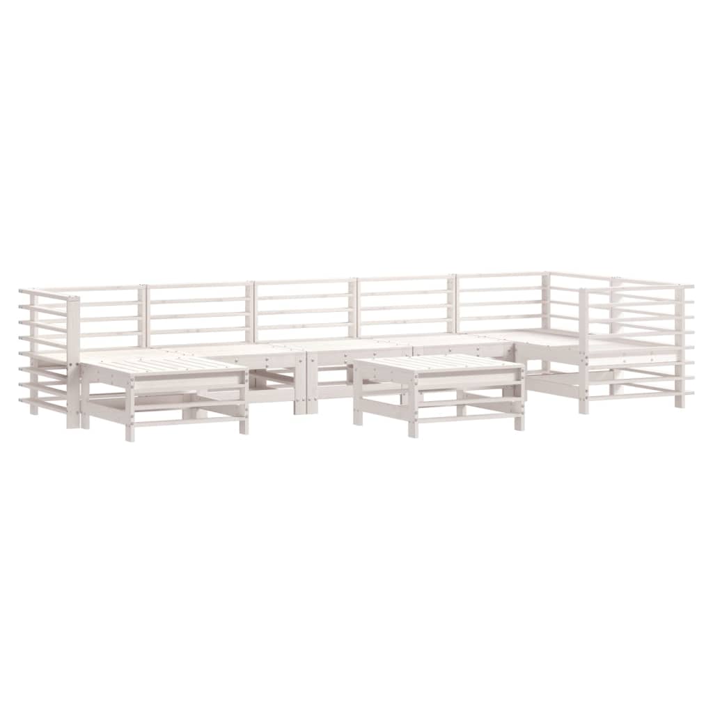 vidaXL 8-cz. zestaw wypoczynkowy do ogrodu, poduszki, biały, drewno