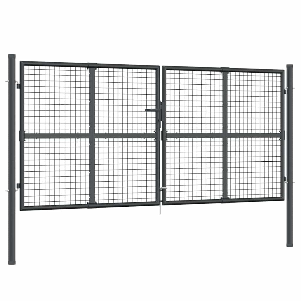 vidaXL Brama ogrodowa z siatki antracytowa 300x125 cm ocynkowana stal