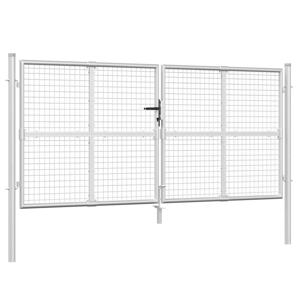 vidaXL Brama ogrodowa z siatki, srebrna, 300x125 cm, ocynkowana stal