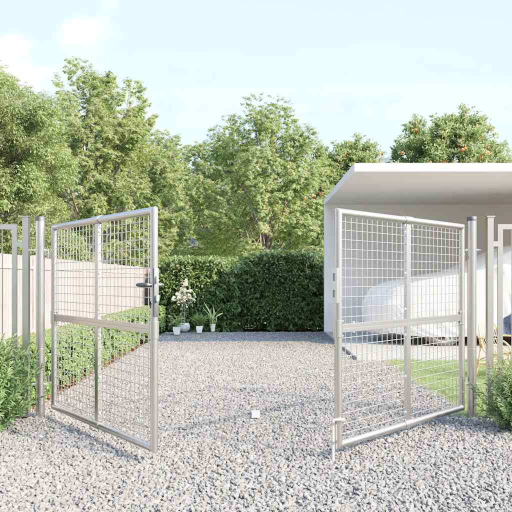 vidaXL Brama ogrodowa z siatki, srebrna, 300x125 cm, ocynkowana stal