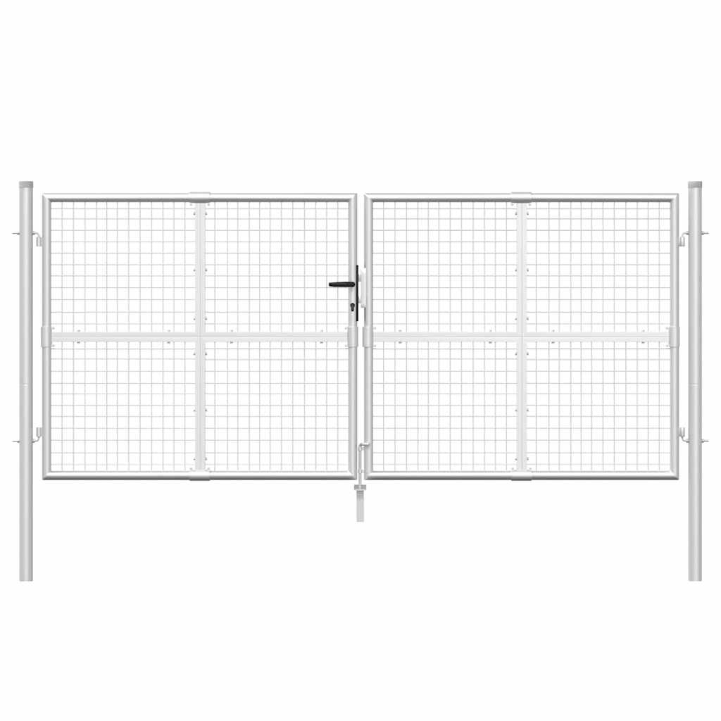 vidaXL Brama ogrodowa z siatki, srebrna, 300x125 cm, ocynkowana stal