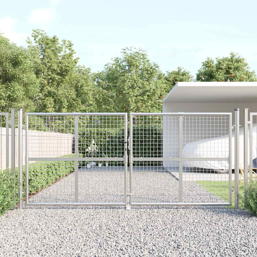 vidaXL Brama ogrodowa z siatki, srebrna, 300x125 cm, ocynkowana stal