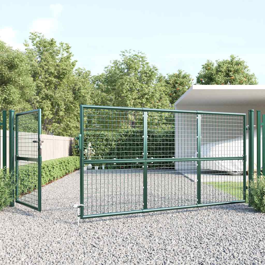 vidaXL Siatkowa bramka ogrodowa zielona 350x125 cm ocynkowana stal