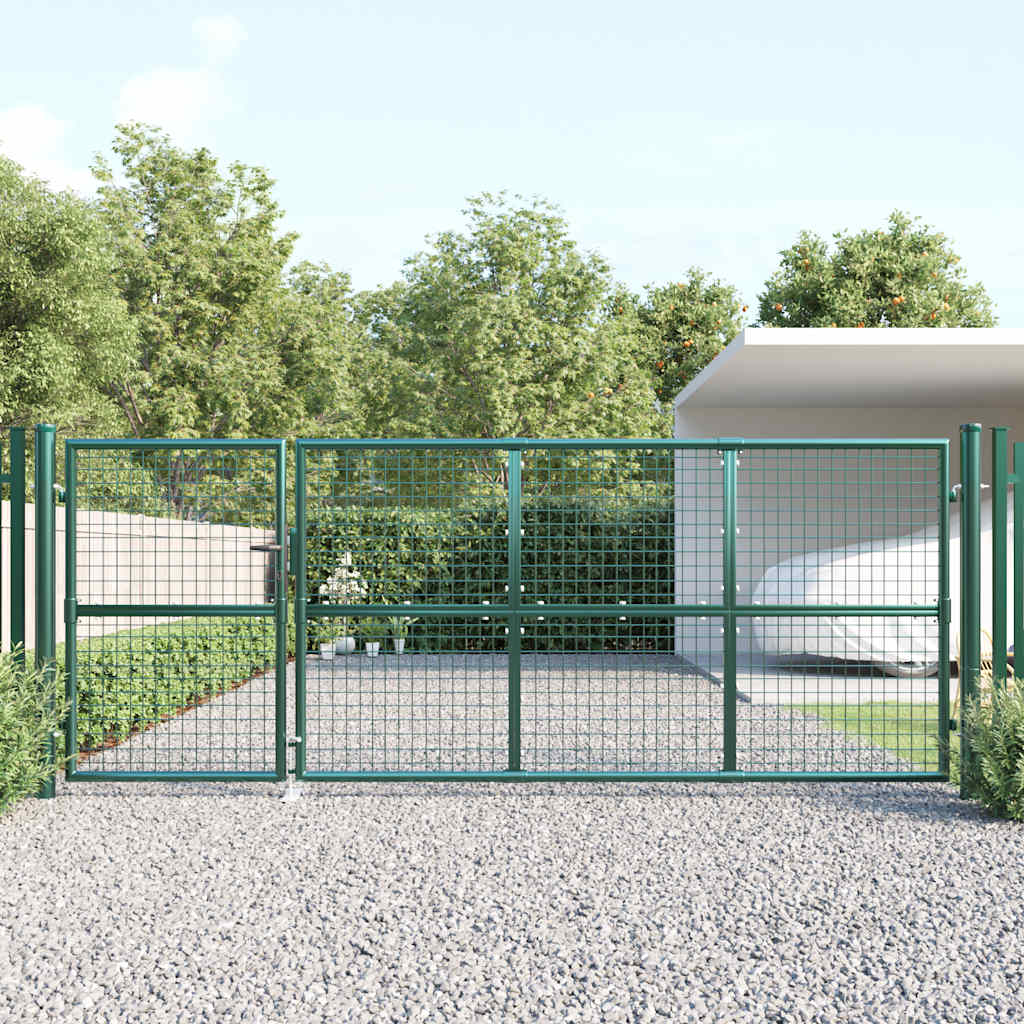 vidaXL Siatkowa bramka ogrodowa zielona 350x125 cm ocynkowana stal