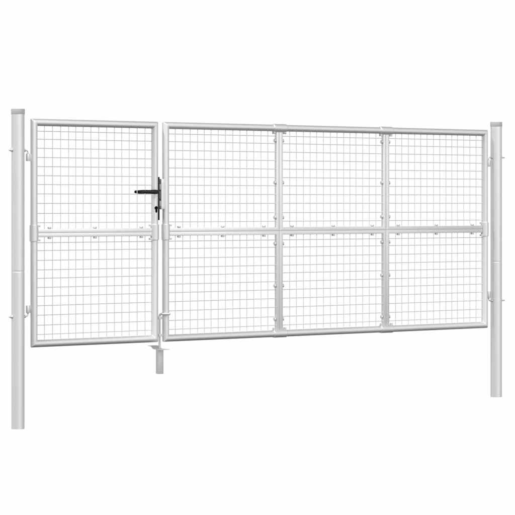 vidaXL Brama ogrodowa z siatki, srebrna, 350x125 cm, ocynkowana stal
